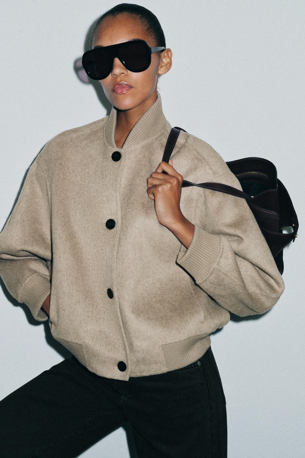 ZW COLLECTION WOOL BLEND BOMBER JACKET