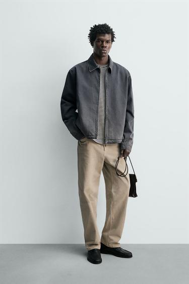 Zara TEKSAS JAKNA REGULAR FIT SA RAJSFERŠLUSOM – tamnoindigo – Slika 0