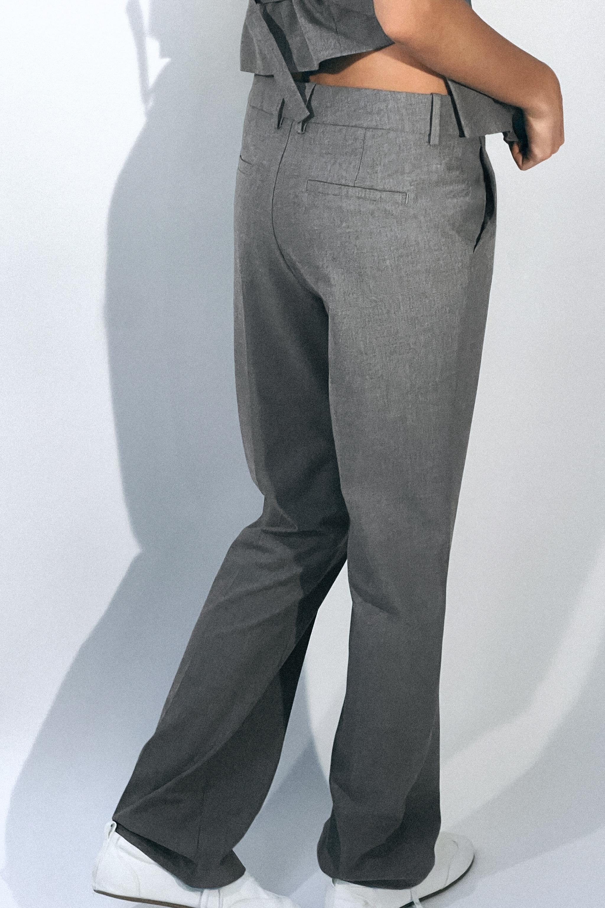 LOW RISE STRAIGHT LEG PANTS - Gray | ZARA United States