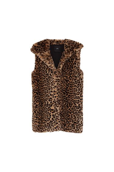 LEOPARD PRINT FAUX FUR VEST