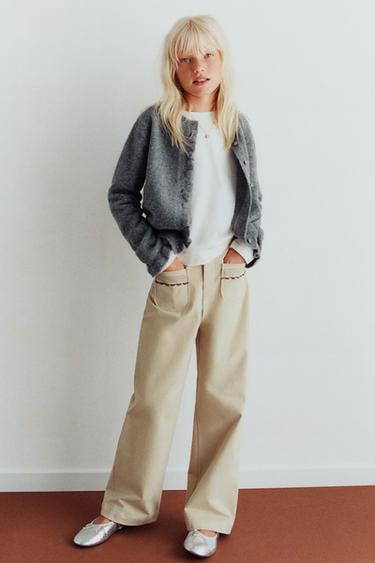 RUFFLE KNIT CARDIGAN WITH WOOL - Grey by Zara