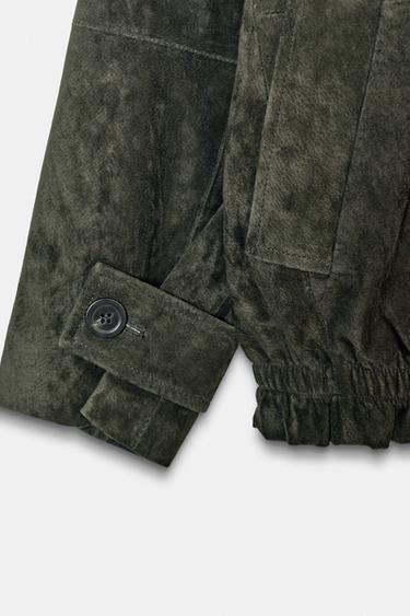 100% SUEDE LEATHER JACKET - Dark green by Zara