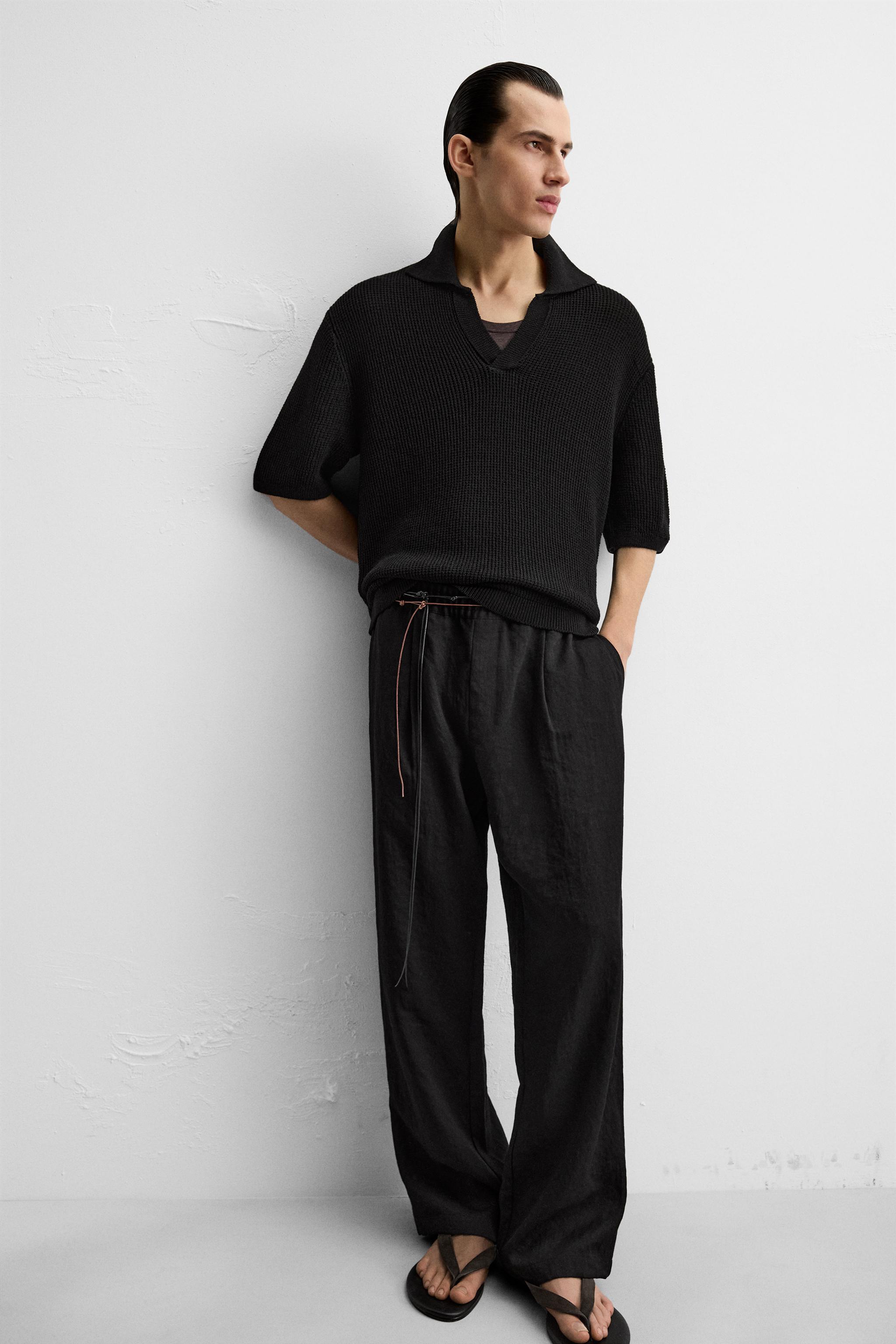 国内発送★ZARA★テクスチャーリネン混紡*ポロシャツ テクスチャーリネン混紡ポロシャツ - エクリュ | ZARA Japan / 日本