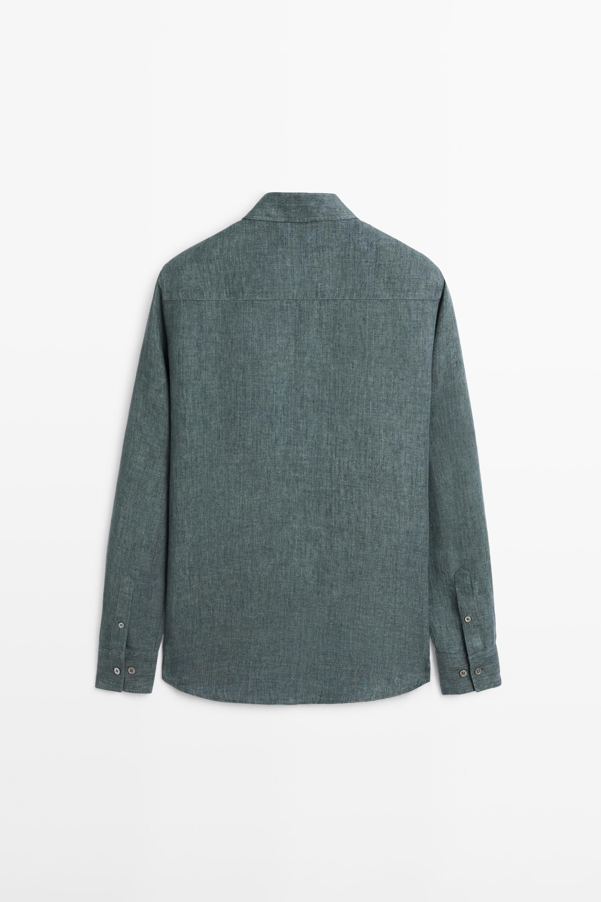 Regular fit linen shirt with placket