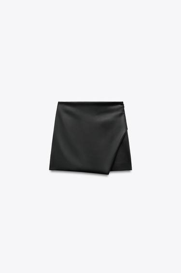 FAUX LEATHER SKORT - Black by Zara - Image 4