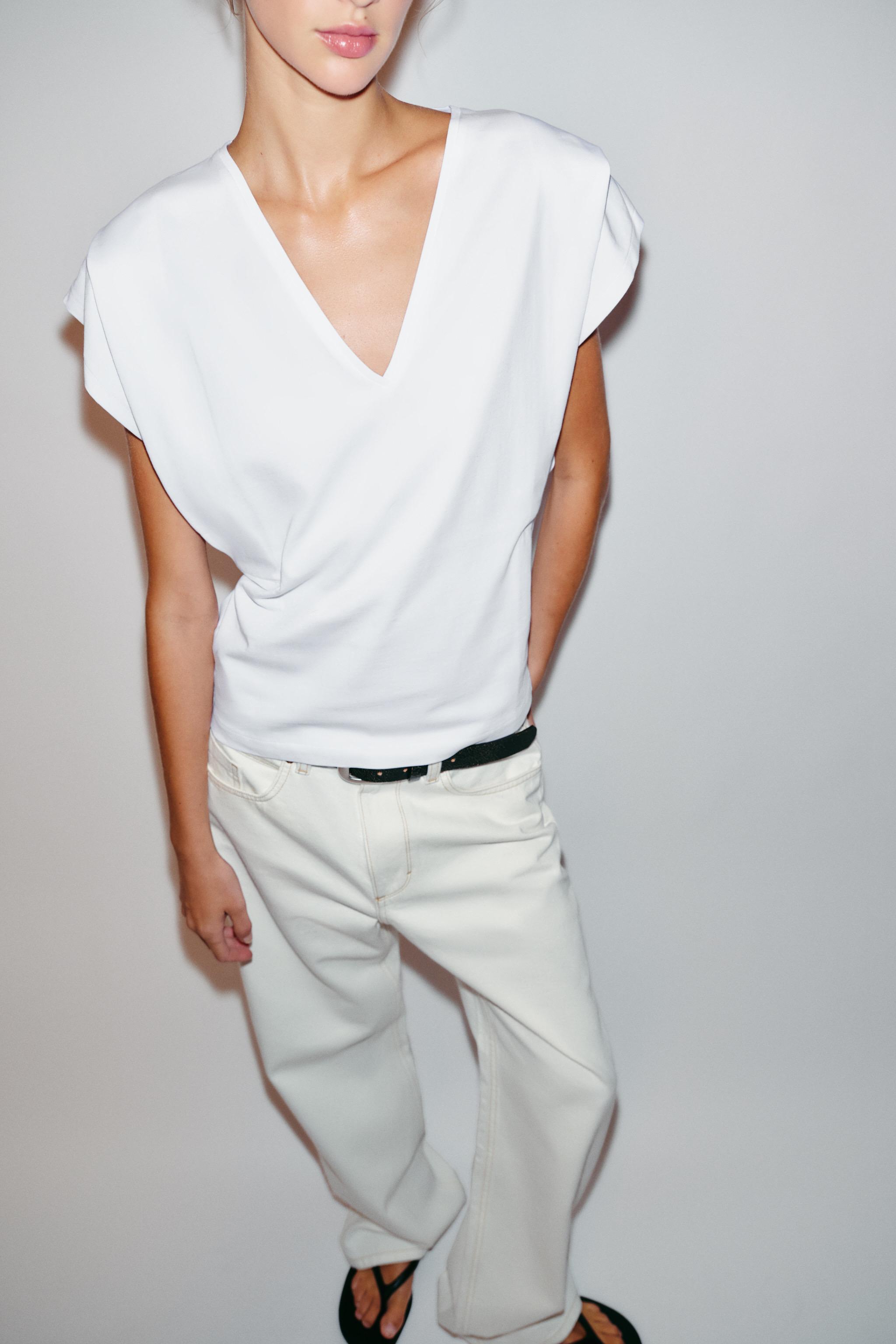 COTTON V-NECK T-SHIRT — White