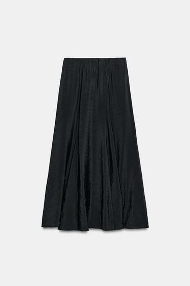 JUPE MI-LONGUE FLUIDE - Noir de Zara - Image 1