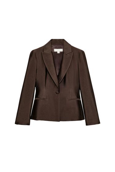 BLAZER ENTALLADA SATINADA - Marrón de Zara