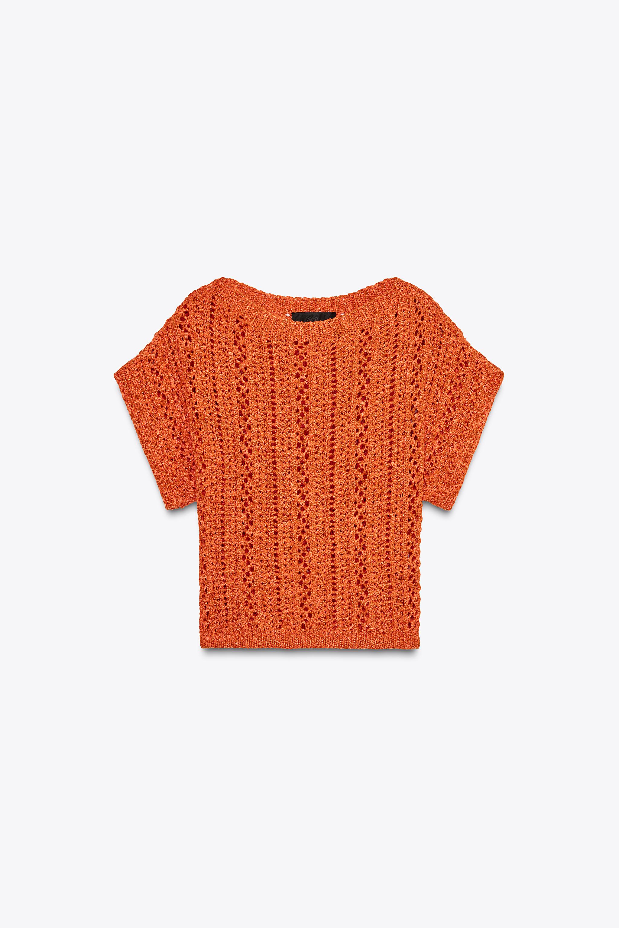KNIT CROP TOP - Orange | ZARA United States KNIT CROP TOP - Orange | ZARA United States