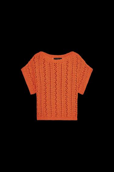 KNIT CROP TOP - Orange by Zara - Image 0