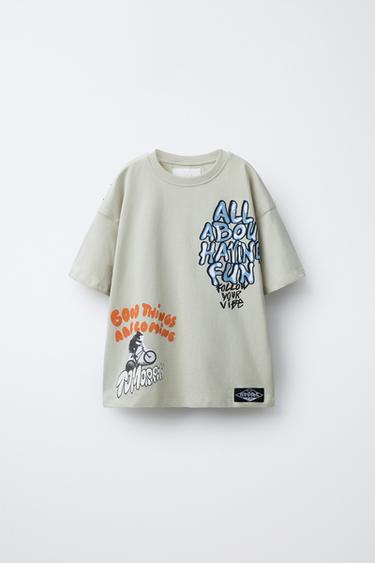 CAMISETA ESTAMPADO GRAFFITI - Khaki claro de Zara