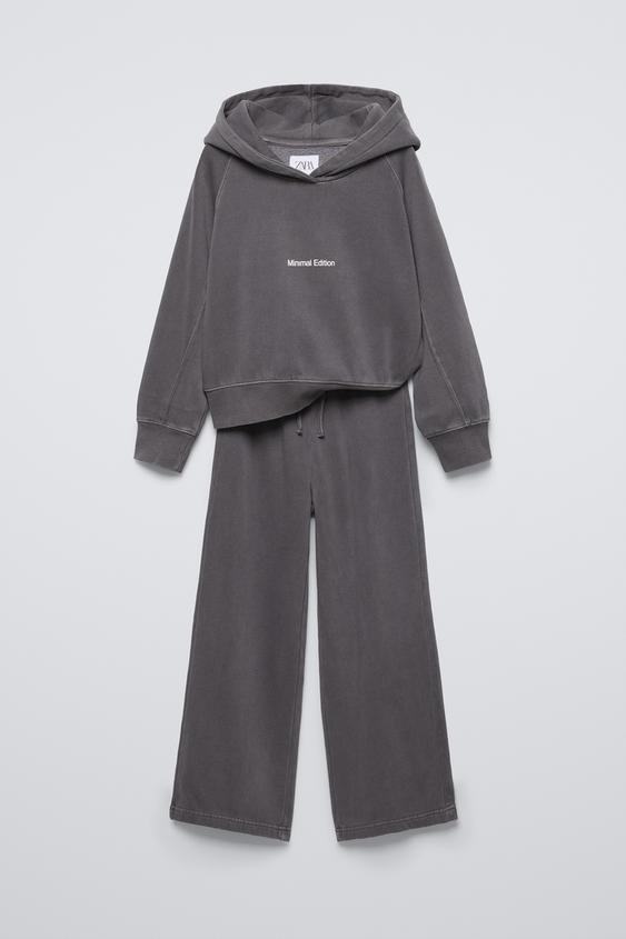 フーディ＆ワイドレッグパンツセット - カーボングレー | ZARA Japan 