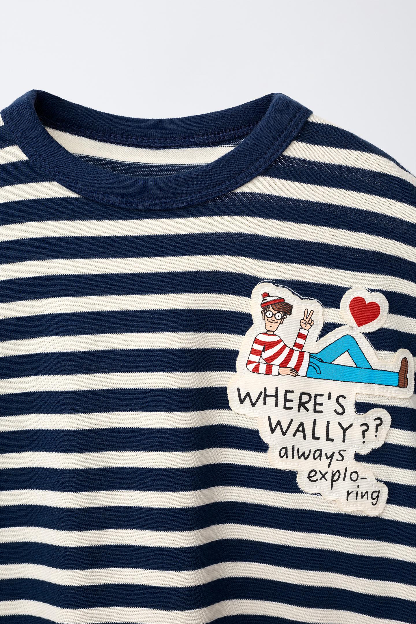 Детская футболка Zara WHERE'S Wally ® Dreamworks Striped, цвет: Синий / Белый — фото 3