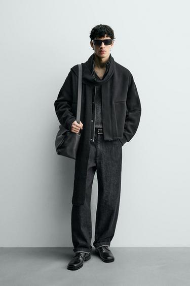 BOXY FIT RIBBED JACKET - Black by Zara - Image 0