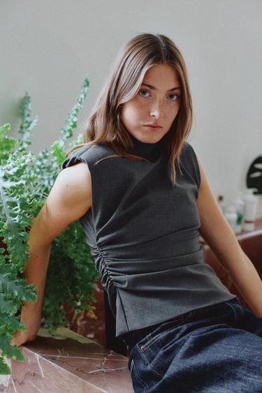 TOP À ÉPAULETTES - Gris foncé de Zara - Image 1