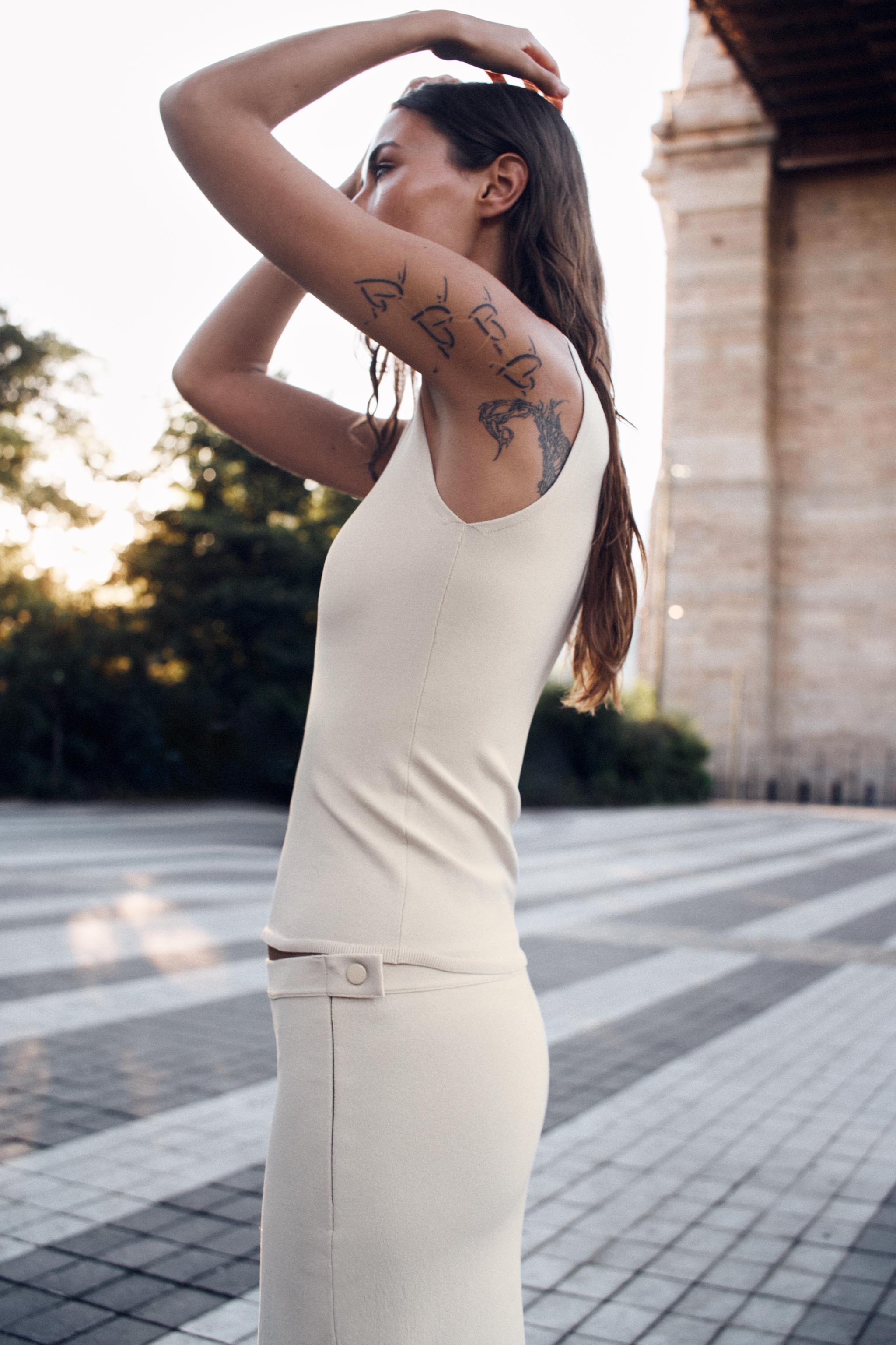 Zara Triko Midi Etek görsel 4