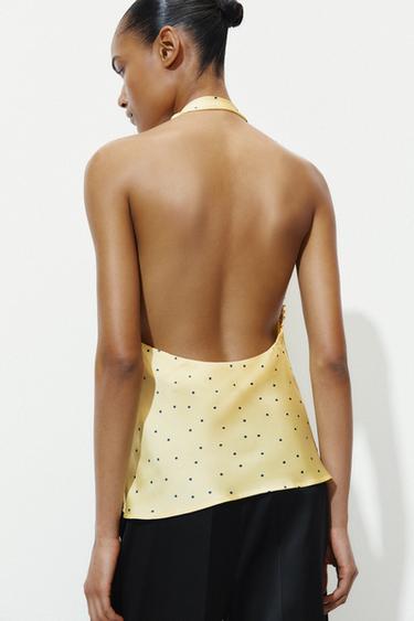 POLKA DOT HALTER TOP - Yellow by Zara