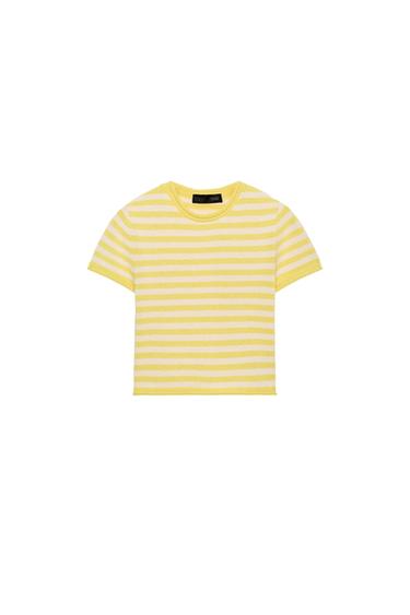 STRIPED KNIT CROP TOP - Printed by Zara