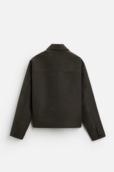 CROPPED FIT JACKET - Dark brown by Zara - Image 6