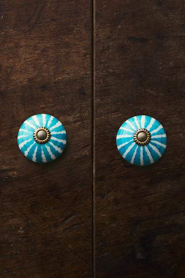 PACK OF CERAMIC FLOWER DOOR KNOBS (PACK OF 2) - Blue by Zara - Image 5