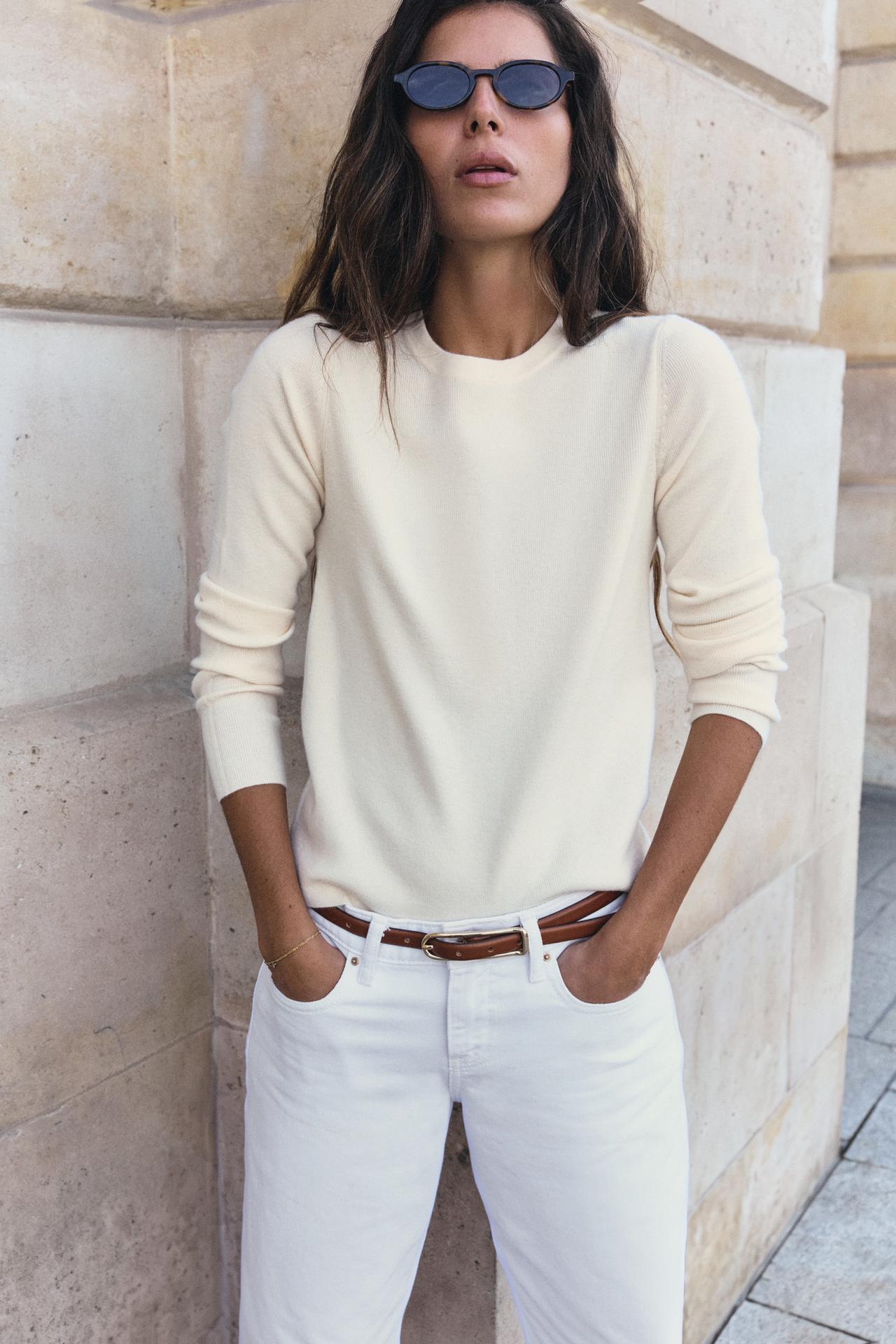 SOFT TOUCH KNIT SWEATER — Ecru