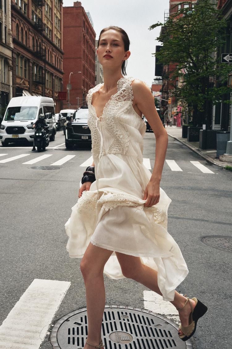 Vestido Lencero Zara Vestido Blanco Lino VESTIDO LENCERO COMBINADO