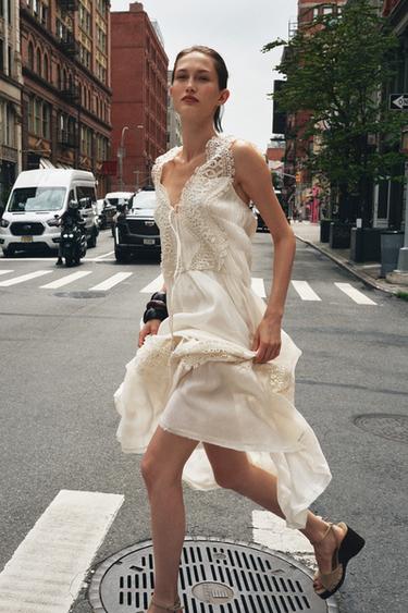 COMBINED LACE CAMISOLE DRESS - Ecru by Zara