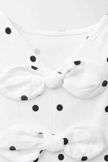 CONTRAST T-SHIRT WITH BOWS - Black / White by Zara - Image 2