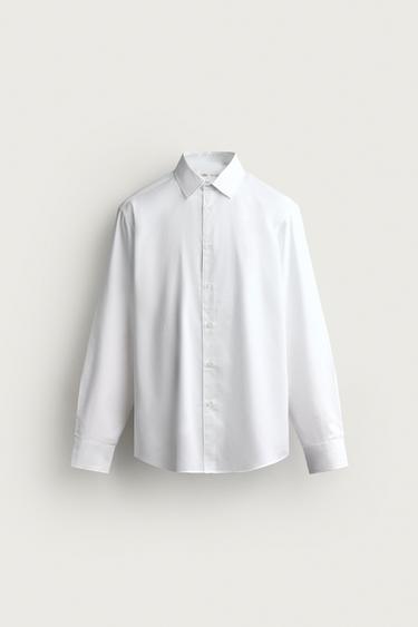Zara EASY CARE 系列紋理襯衫 - 白色