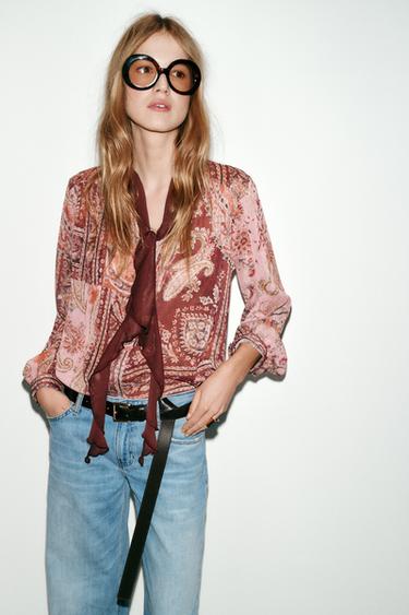BLUSA ESTAMPADA LAZO - Multicolor de Zara