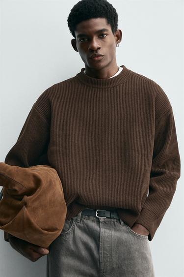 PULL STRUCTURÉ CHENILLE - Marron de Zara - Image 4