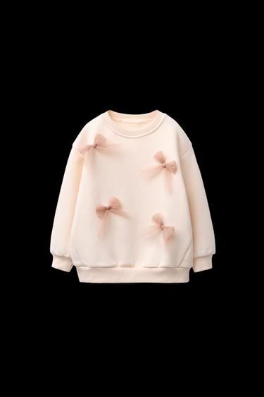 SWEATSHIRT MIT TÜLLSCHLEIFEN - Pastellrosa von Zara - Bild 0