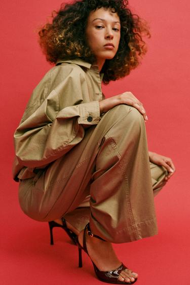 FAUX-PATENT-FINISH HEELED MULES - Brown by Zara