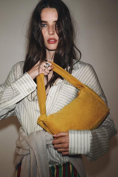 SPLIT SUEDE HANDBAG - Mustard Yellow by Zara - Image 3