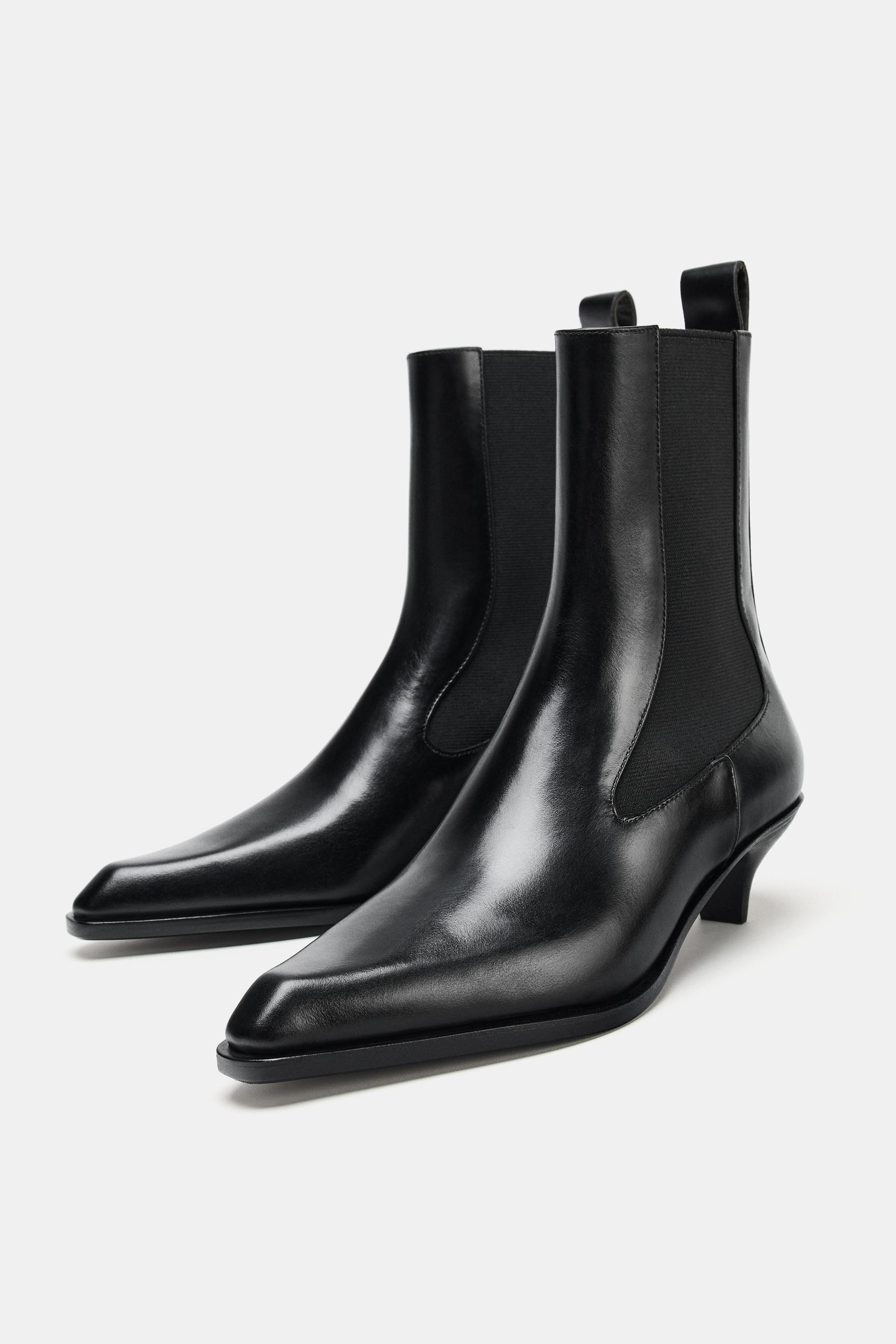 LEATHER KITTEN HEEL ANKLE BOOTS LIMITED EDITION