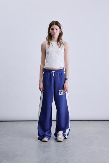 WIDE-LEG TROUSERS WITH SIDE STRIPES - Bluish by Zara