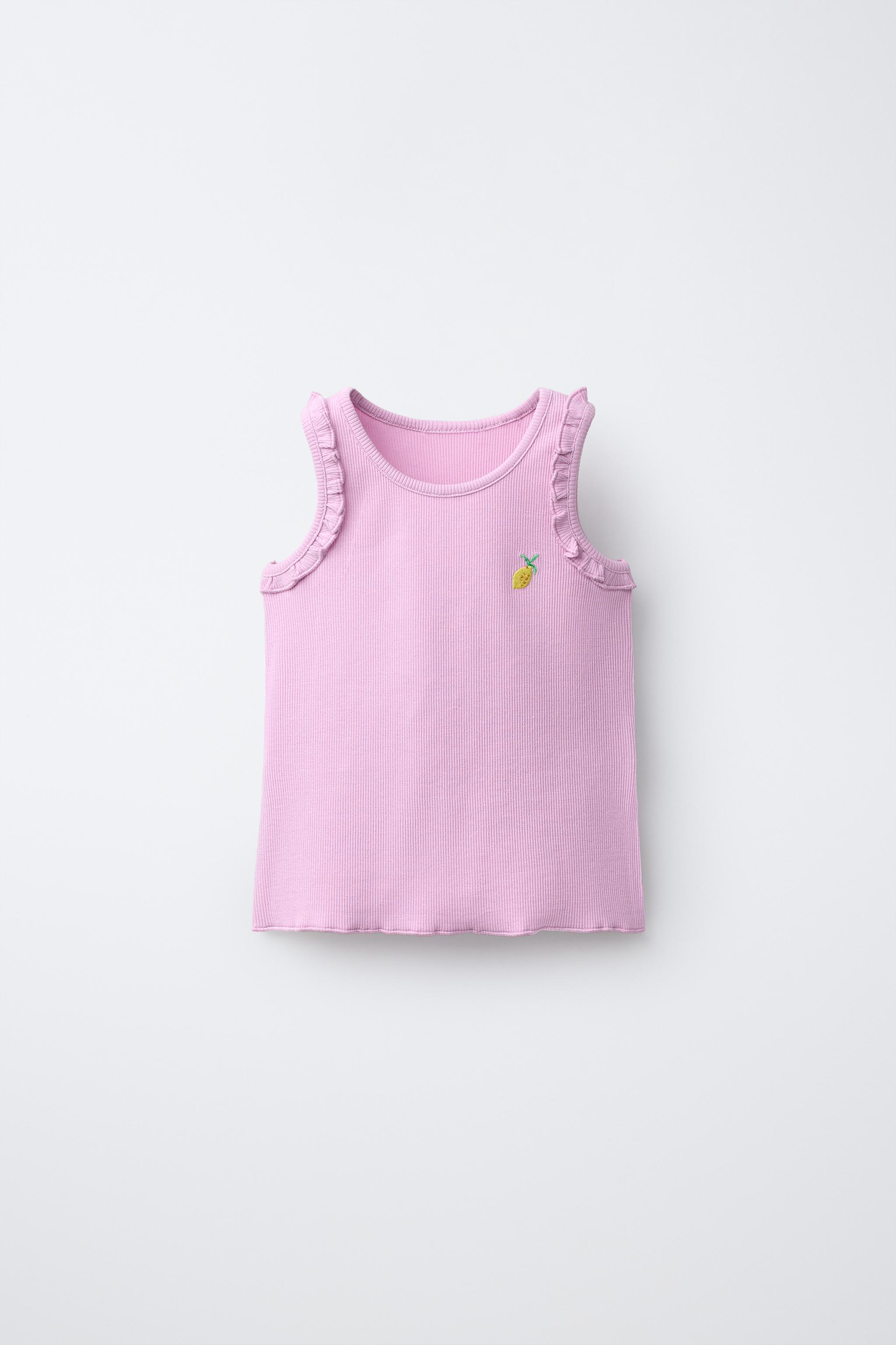 EMBROIDERED RIBBED SLEEVELESS T-SHIRT