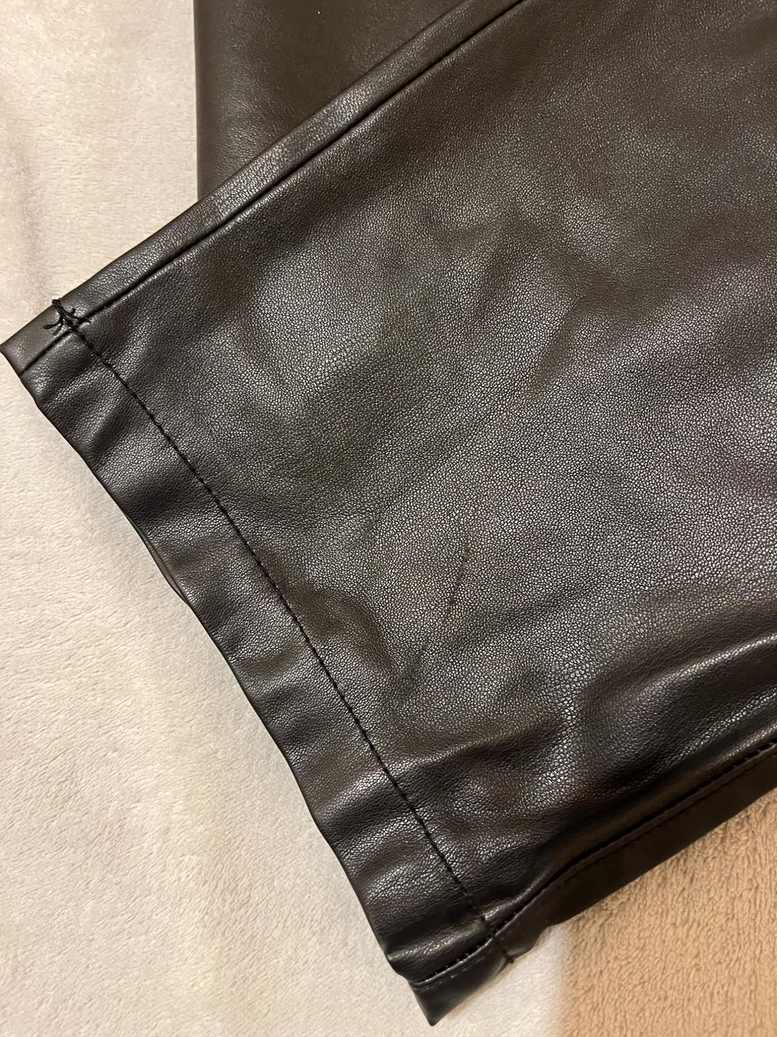 STRAIGHT FIT LONG LENGTH FAUX LEATHER TROUSERS - Image 2