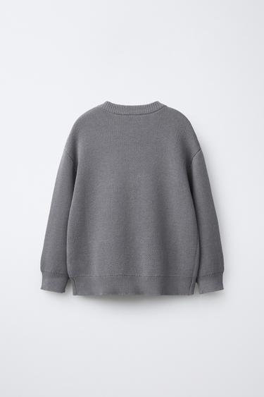 PULL EN MAILLE AVEC GRAFFITI BRODÉ - Gris de Zara - Image 1