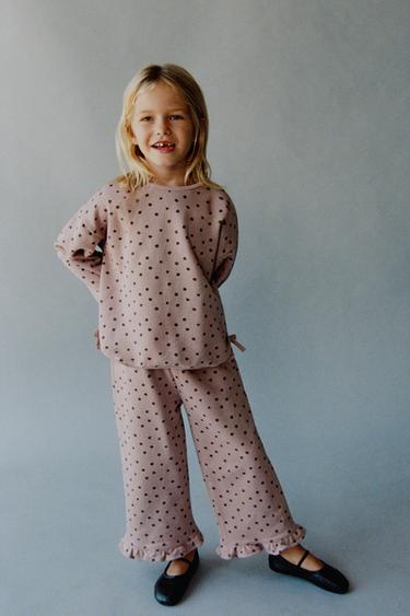 PRINTED FRILL PLUSH TROUSERS - Pastel pink by Zara