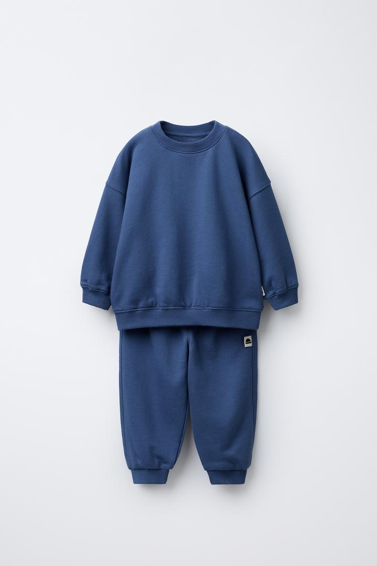 LABEL JOGGER SWEATSHIRT AND TROUSERS SET Bluish ZARA Saudi Arabia