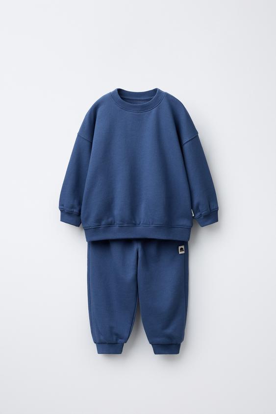 LABEL JOGGER SWEATSHIRT AND TROUSERS SET Bluish ZARA UAE