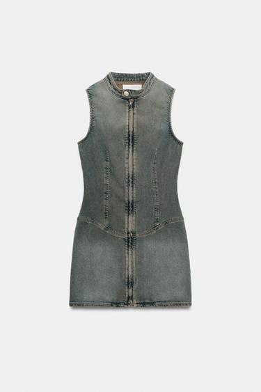 ROBE EN DENIM TRF AVEC FERMETURE ÉCLAIR - Bleu de Zara - Image 5