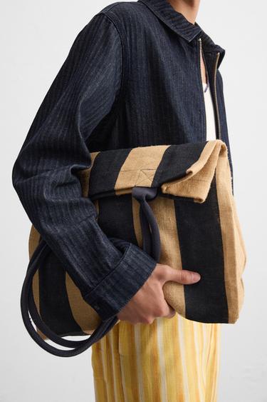 STRIPED SHOPPER BAG - Navy blue by Zara - Image 3