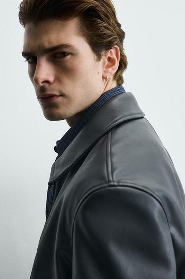 BLOUSON REGULAR FIT MATIÈRE SYNTHÉTIQUE - Bleu de Zara - Image 4