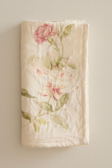 PACK OF FLORAL JACQUARD NAPKINS (PACK OF 2) - Pink by Zara