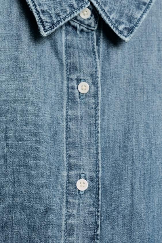 CHEMISE EN JEAN TRF FRONCES ÉPAULES - Bleu de Zara - Image 8