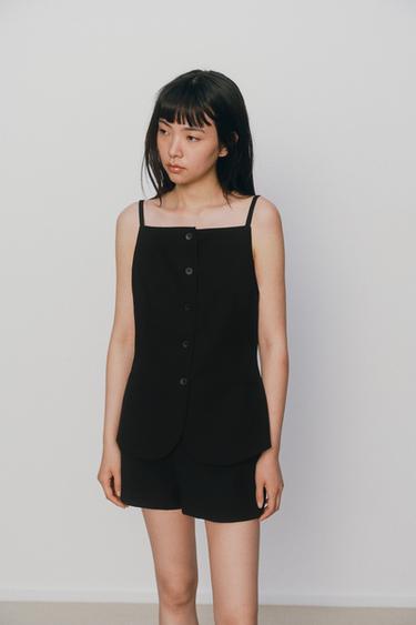 BUTTONED WAISTCOAT TOP - Black by Zara