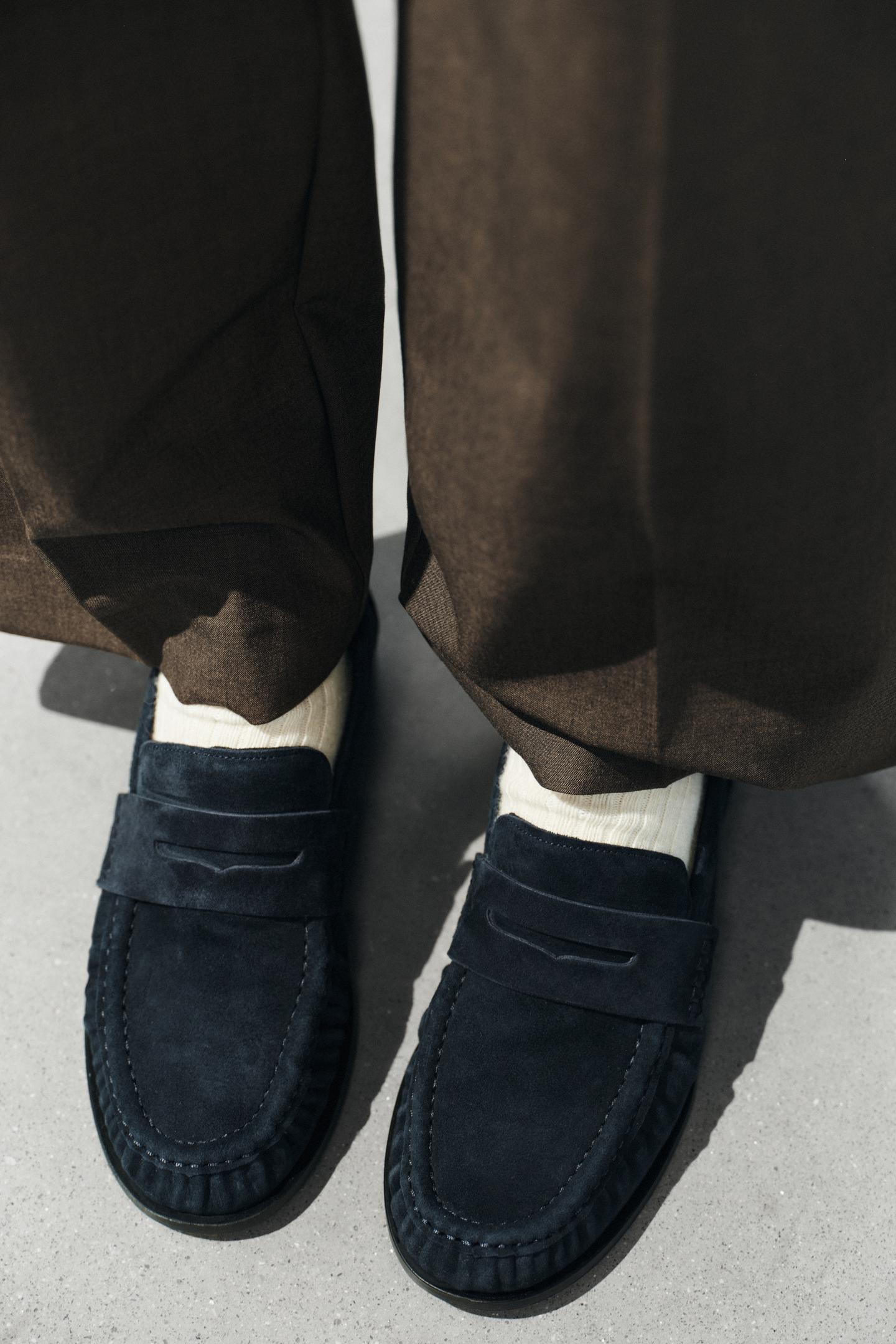 Женские туфли Zara Suede Gathered, цвет: Тёмно-синий — фото 2