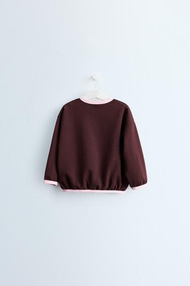 ZARA TIMELESS - CONTRAST BAKER-NECK SWEATSHIRT — Chocolate 2